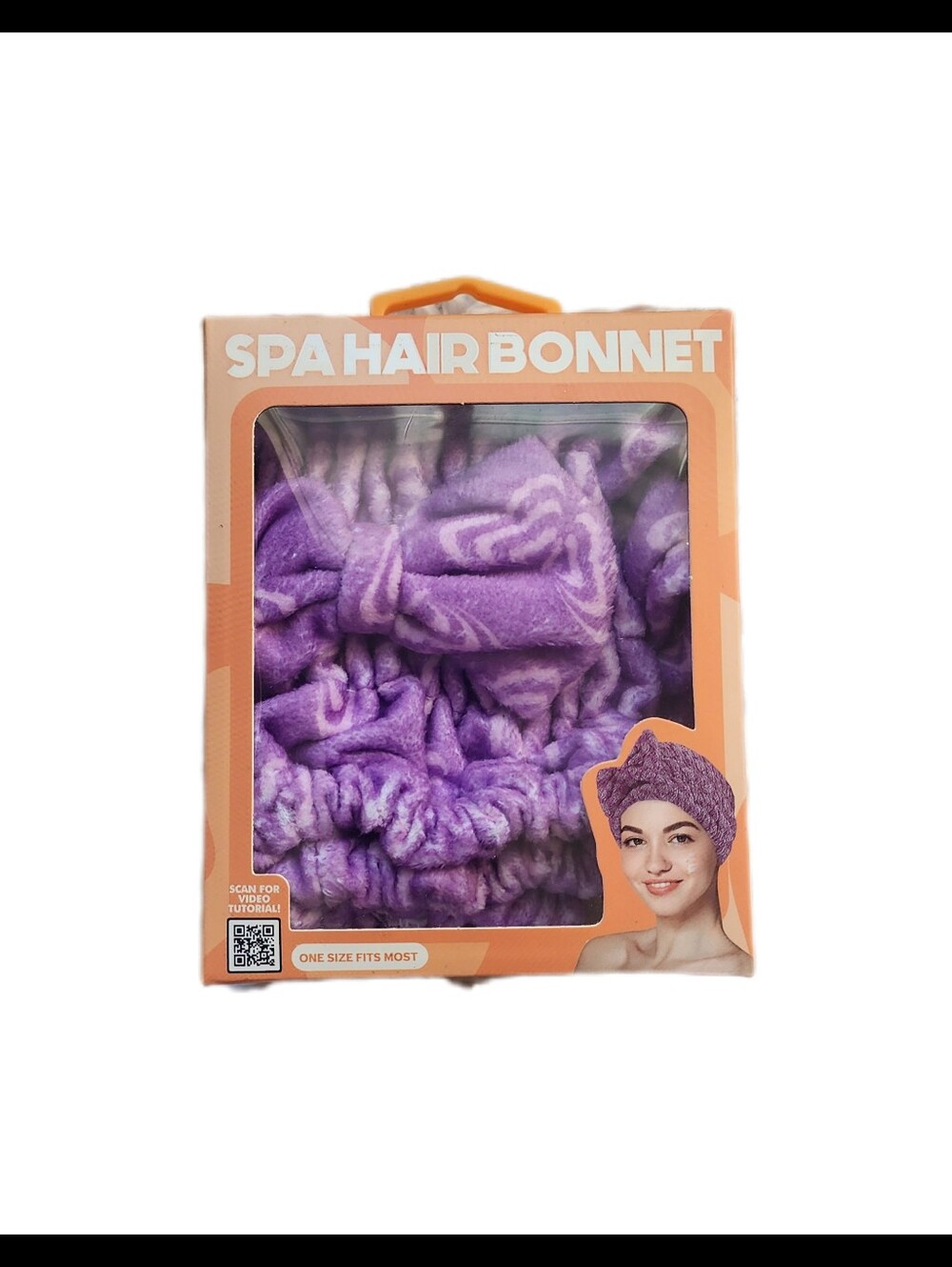 Spa Hair Bonnet - Purple Patterned Plush